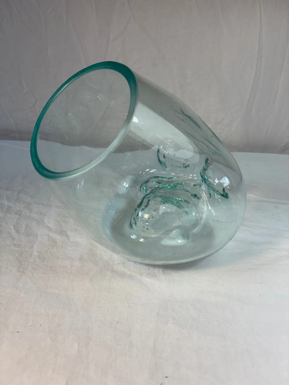 Hand-Blown Tilted Glass Vase